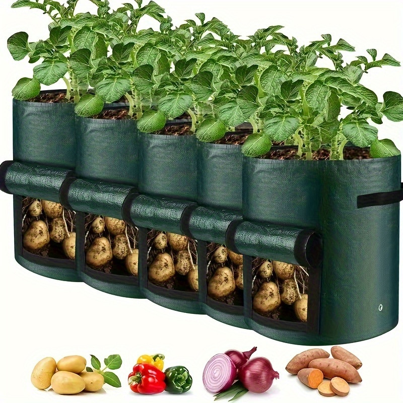 5 packs 10 gallon breathable fabric grow bags aeration potato planters with access flap sturdy ha... | Temu Affiliate Program