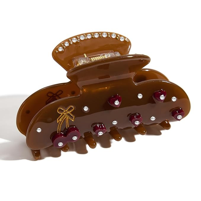 Acrylic Hair Claw for Women and Girls with Rhinestone Heart Design, Large Hair Clip, Strong Hold ... | Amazon (US)