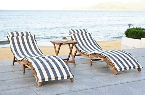 Safavieh Outdoor Collection Pacifica Natural and Grey 3-Piece Lounge Set | Amazon (US)