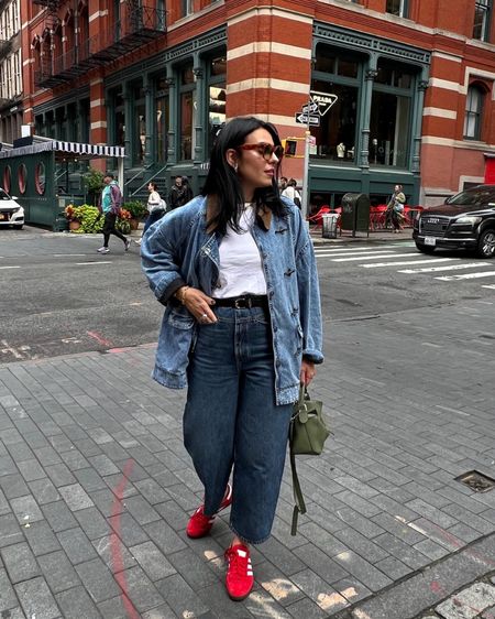 Double denim + red Adidas Gazelle outfit

#LTKxadidas

#LTKSeasonal #LTKstyletip #LTKshoecrush