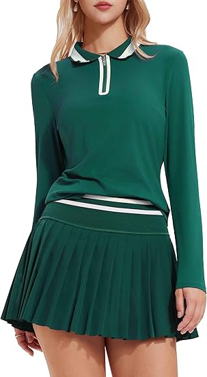 Tennis Skirt Sets for Women Zipper Color Block High Waisted Golf Polo Two Piece Skirt Set Women 2... | Amazon (US)