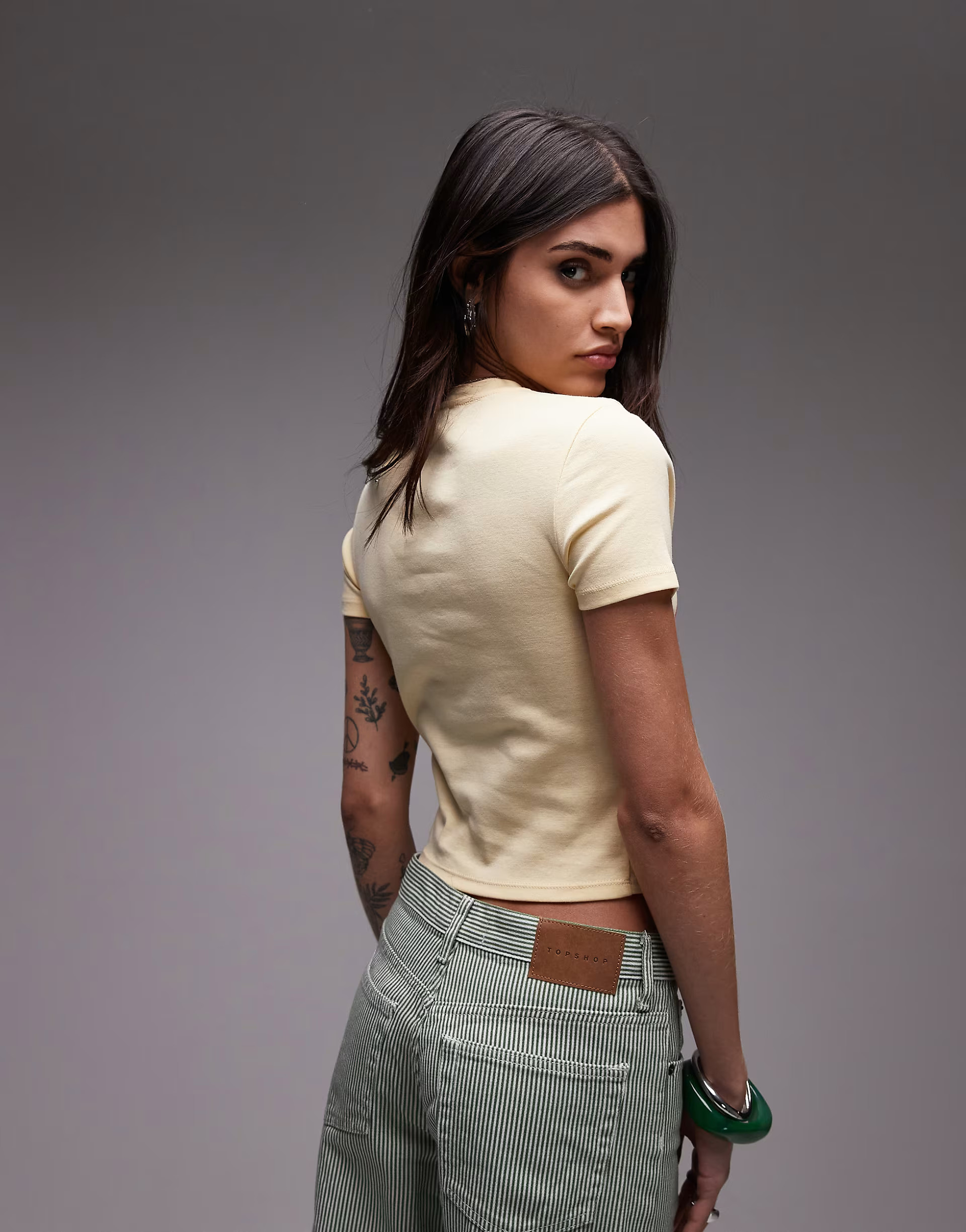 Topshop graphic linguine baby tee in buttermilk | ASOS (Global)