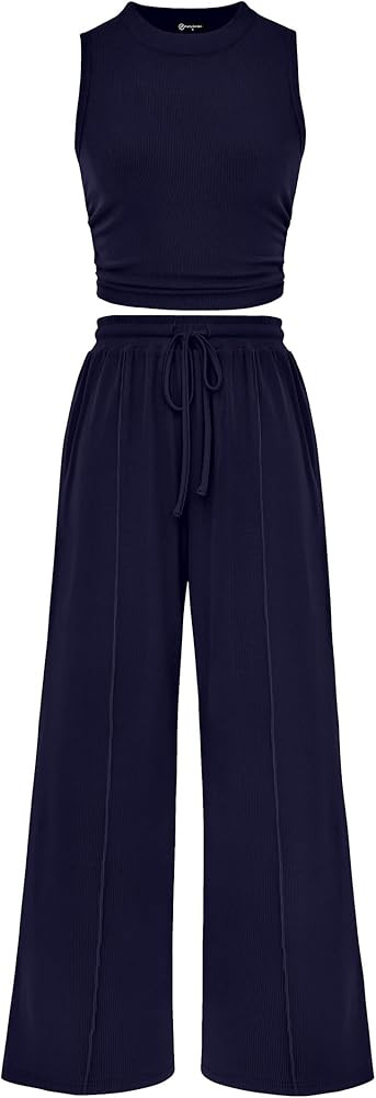 PRETTYGARDEN 2 Piece Sets for Women Summer Casual 2026 Spring Sleeveless Tank Ribbed Travel Vacat... | Amazon (US)