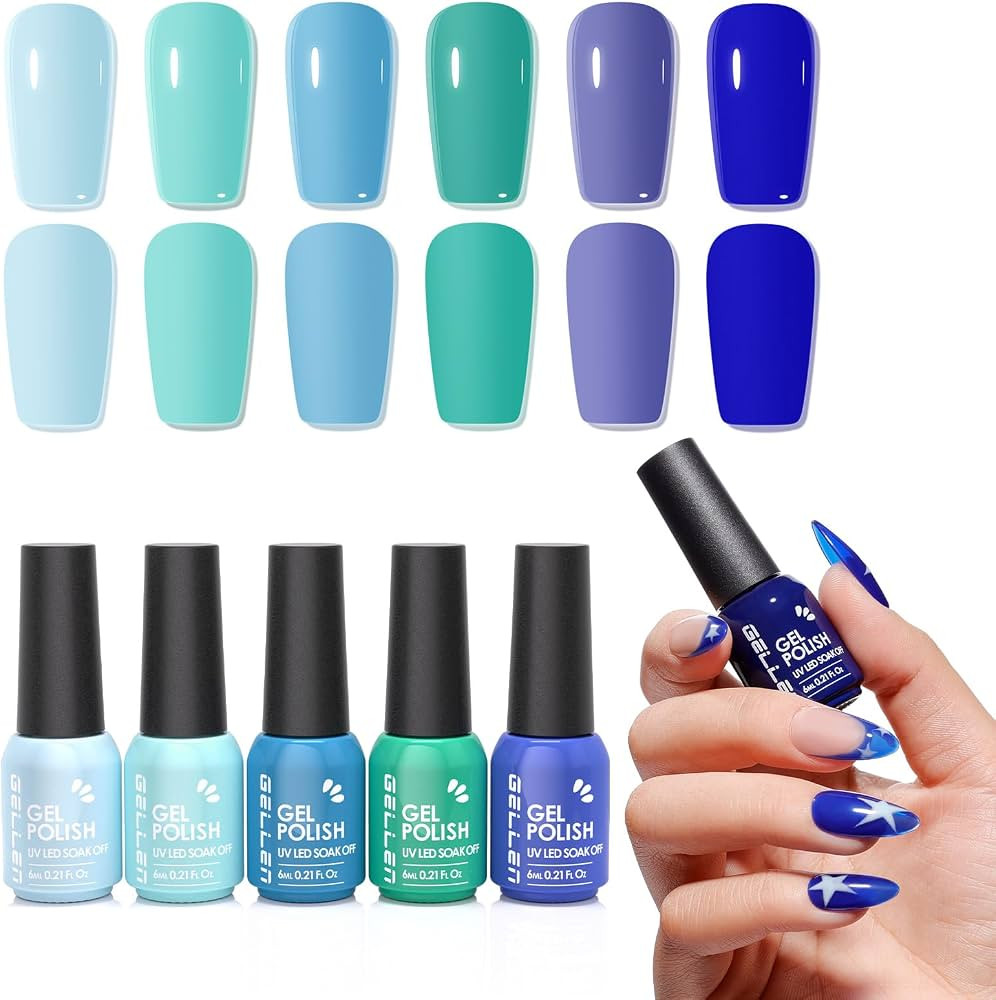 GELLEN Teal Green Blue Gel Nail Polish, No Wipe Soak Off U V Lamp Gel Polish for Home Salon Finge... | Amazon (US)