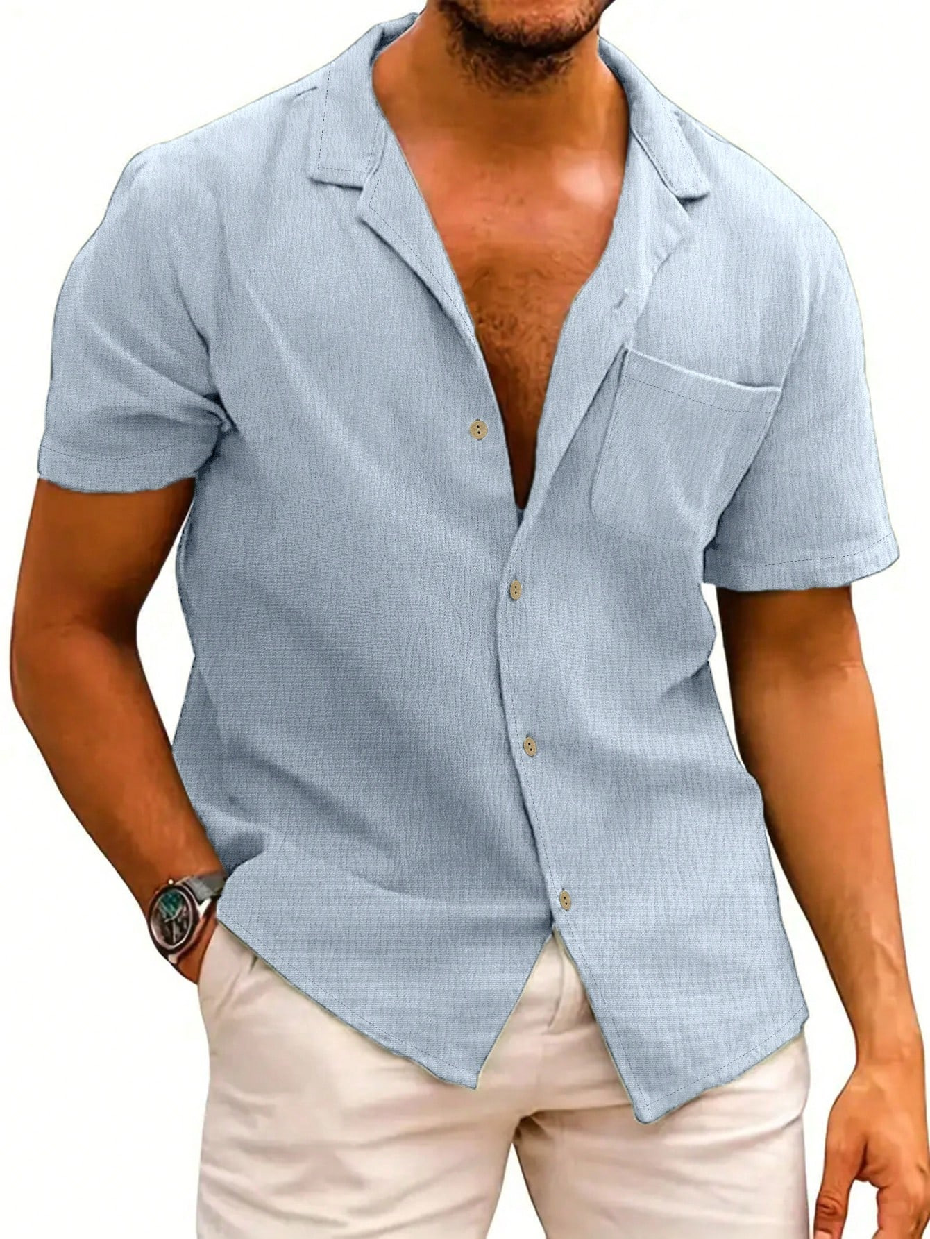 Men Solid Pocket Patched Shirt | SHEIN