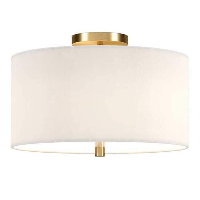 Ruby Metal And Linen Flush Mount Ceiling Light | World Market