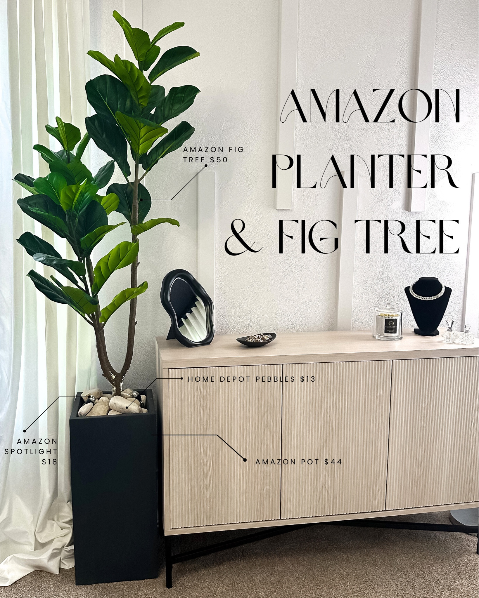 Amazon fig tree and tall planter pot decor! 

#LTKFindsUnder100 #LTKHome