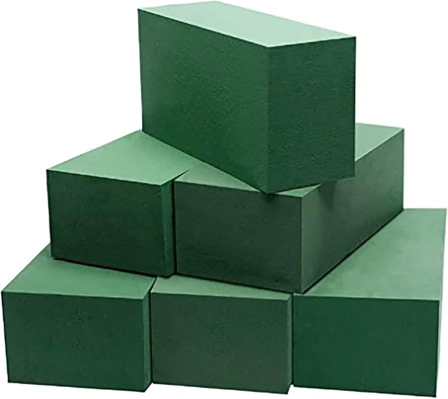 Floral Foam Blocks, Green Florist Flower Foam, 6" L x 3" W x 2.5" H, 6 Pcs | Amazon (US)