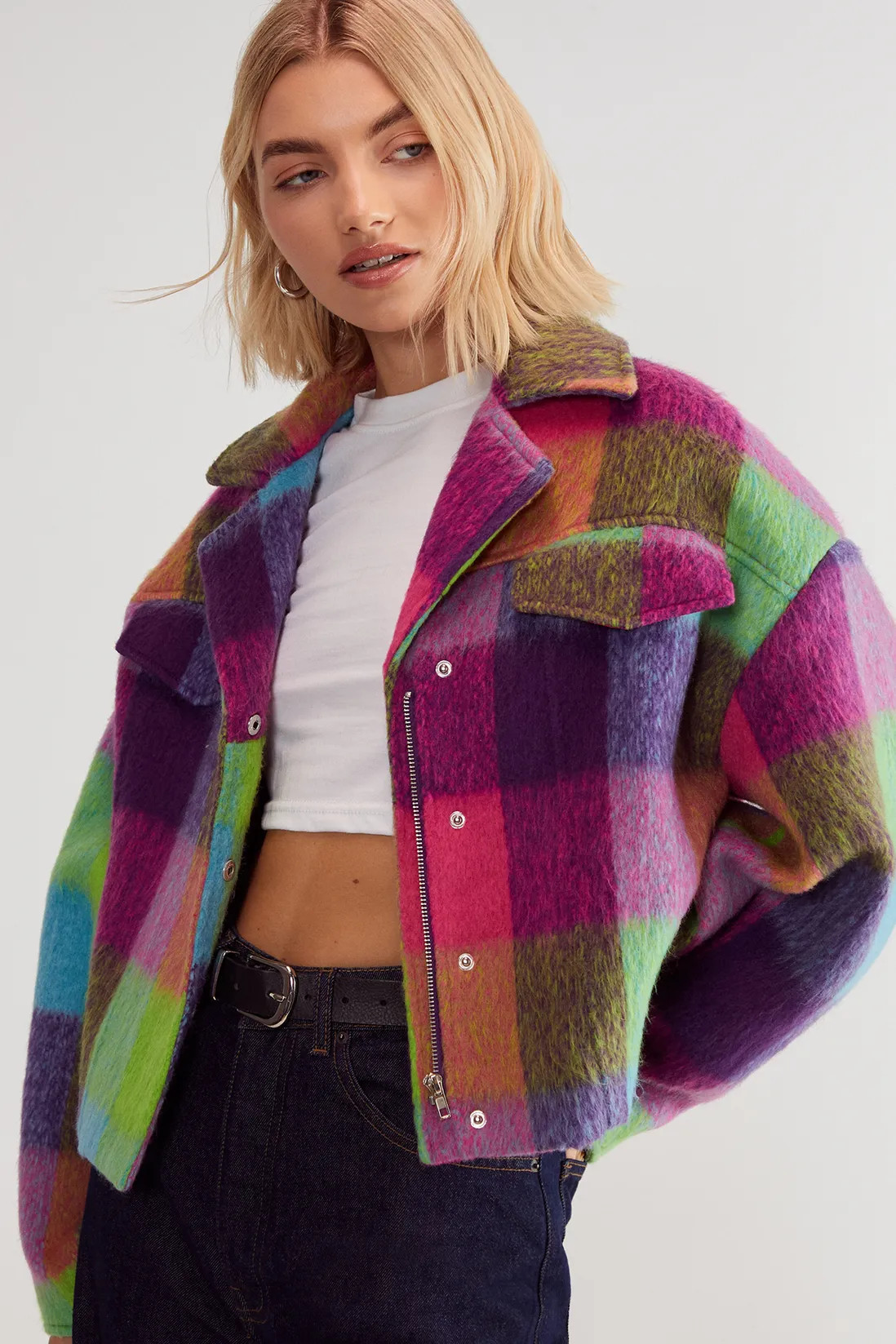 Check Wool Blend Trucker | Nasty Gal US