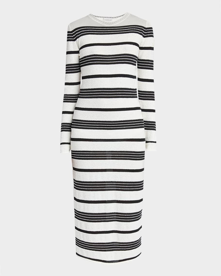 Stripe Long-Sleeve Midi Dress | Neiman Marcus