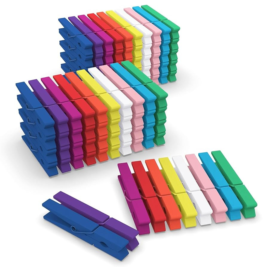 100 Pcs Colored Clothes Pins Wooden, Colored Clothespins for Crafts 2.9 Inch, Clothing Pins for H... | Amazon (US)