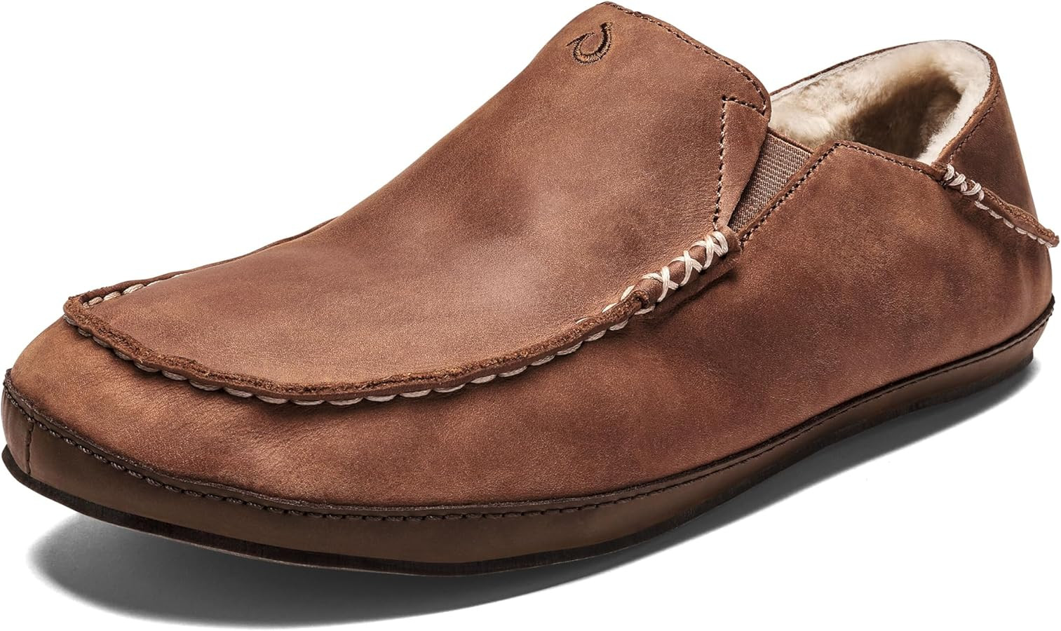 OLUKAI Moloa Slipper, Men's Premium Leather Slip-On Shoes, Soft Genuine Shearling Lining & Gel In... | Amazon (US)
