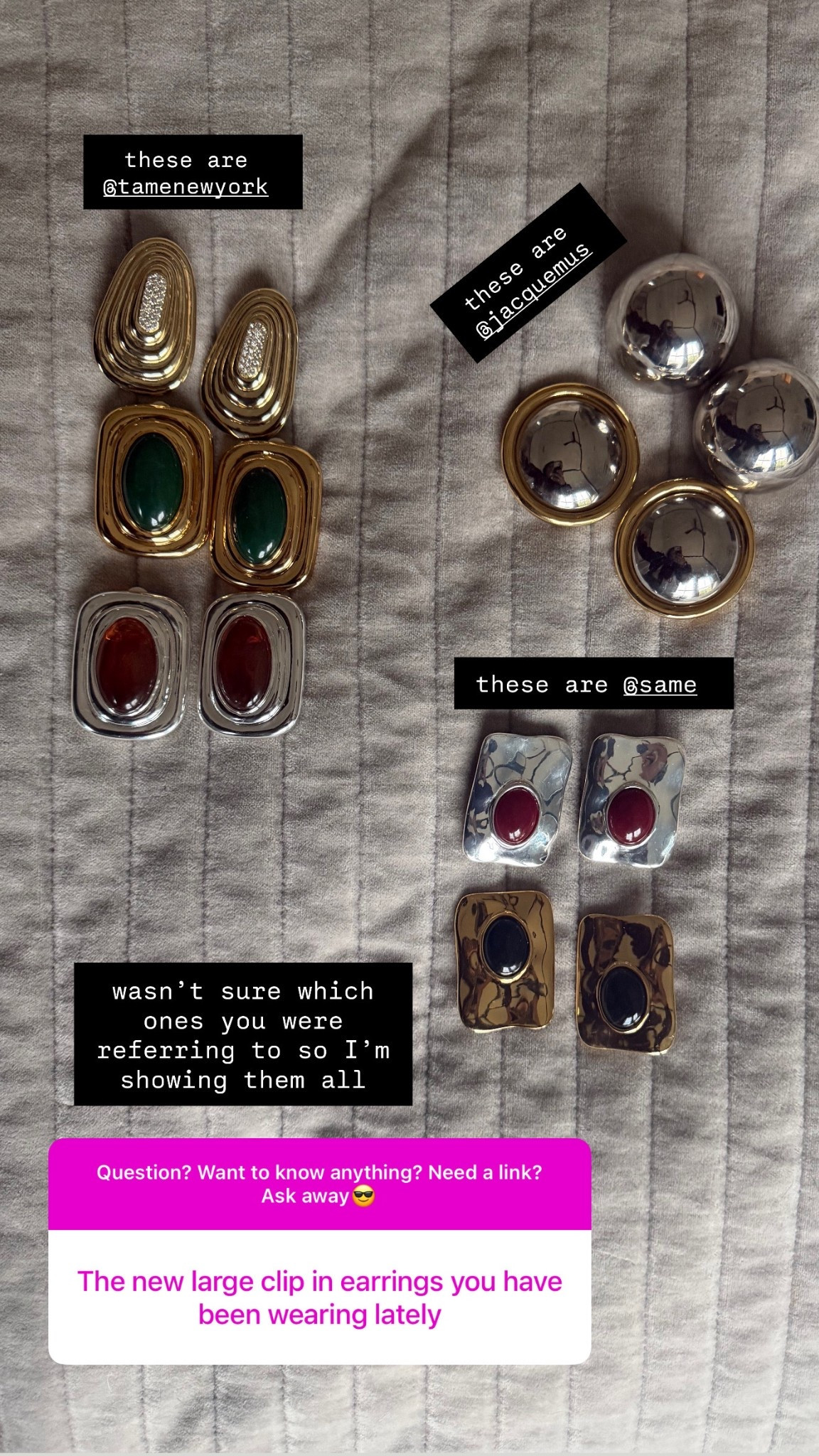 Sadly, I cannot link the tame New York ones but here are all my big earrings that I’ve been wearing so much lately

#LTKdayinmylife #LTKmomlife #LTKGiftGuide