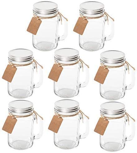Maredash 8 Pack Mason Jars With Handle Lids with Chalkboard Labels and Tin Lids 16 OZ For Favors | Amazon (US)