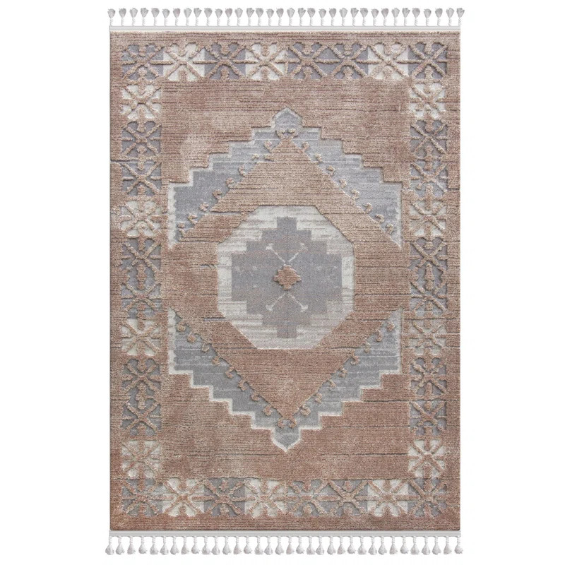 Ajai Gray And Beige Polyester Area Rug | Wayfair Professional