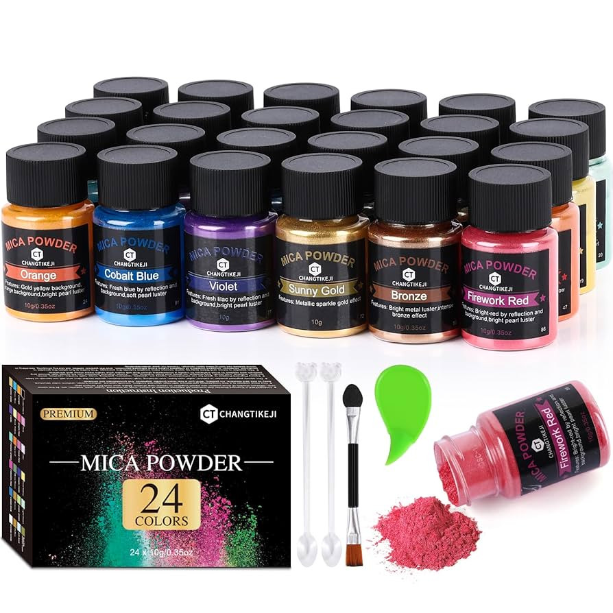 Mica Powder，24 Colors - 10g/Bottle of Natural Pigment Powder for Epoxy Resin，Soap Making，Ca... | Amazon (US)