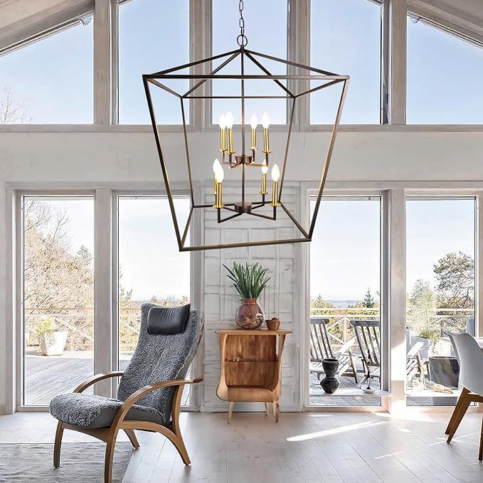 Farmhouse Island Pendant Light Fixtures - 8 Light Kitchen Chandelier for Entryway Hanging Dining ... | Amazon (US)
