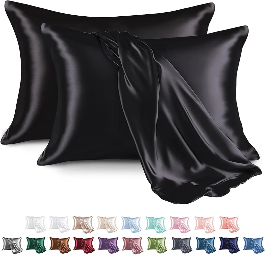 MR&HM Satin Pillowcase for Hair and Skin, Silk Satin Pillowcase 2 Pack, Queen Size Pillow Cases S... | Amazon (US)