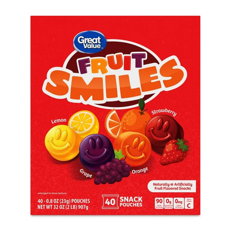 Great Value Fruit Smiles Snacks, Original Flavors, 40 Count | Walmart (US)