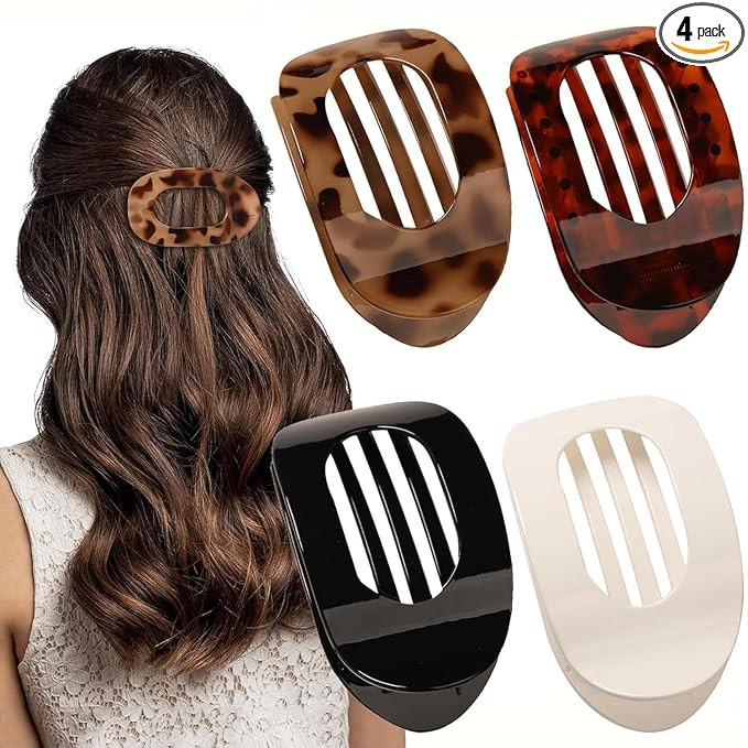 Flat Hair Clips for Women,Hailoyearn Hair Clips,Flat Claw Clips for Women,Thick/Thin Hair, Casual... | Amazon (US)