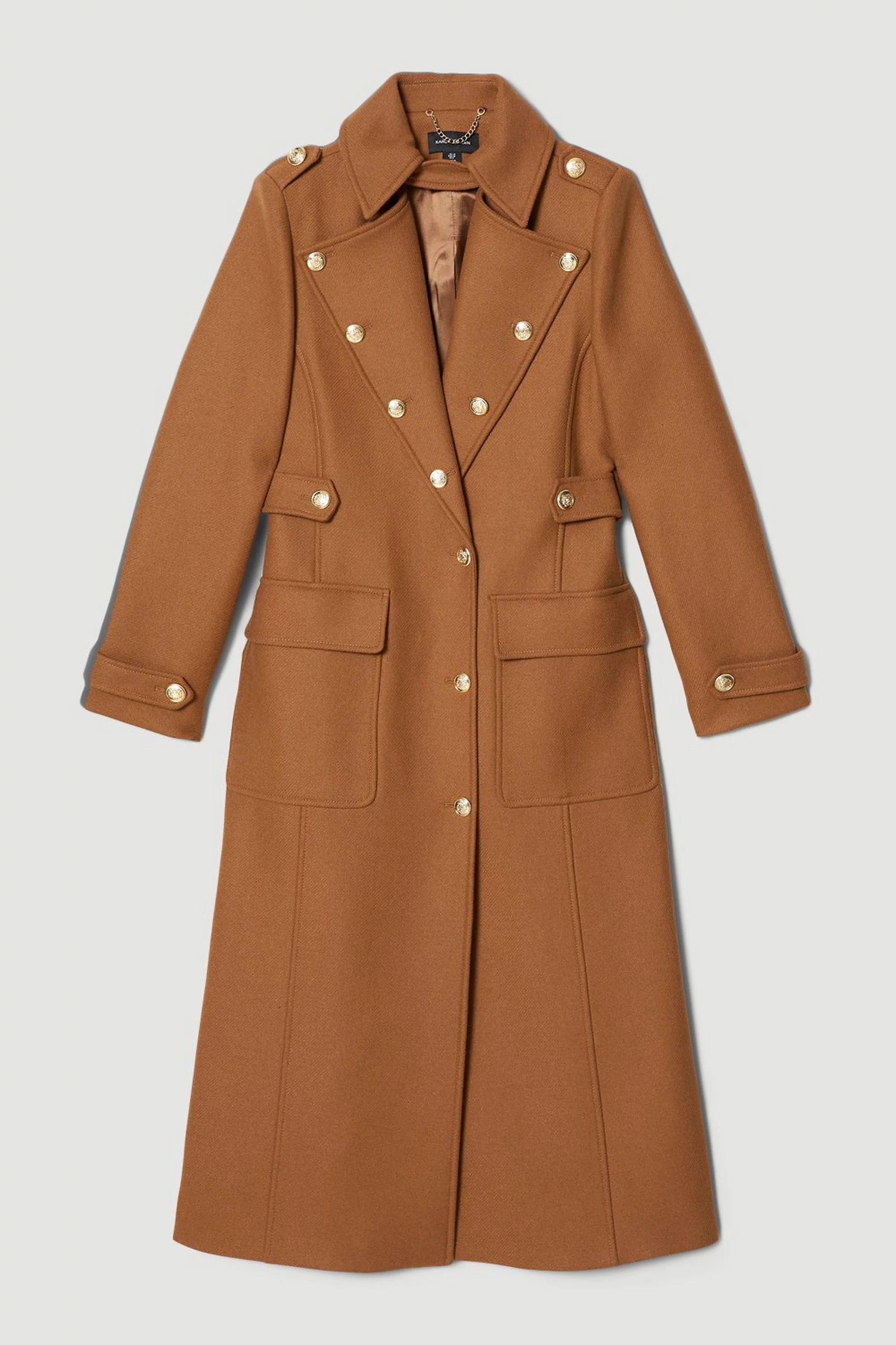 Italian Wool Cashmere Military Maxi Coat | Karen Millen UK + IE + DE + NL
