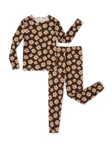 PATPAT Toddler Girls Pajama Sets Ages 2-12 Years - Snug Fit Long Sleeve Shirring Sleepwear, Soft Breathable Kids PJs, Retro Daisies, 12 Years | Amazon (US)