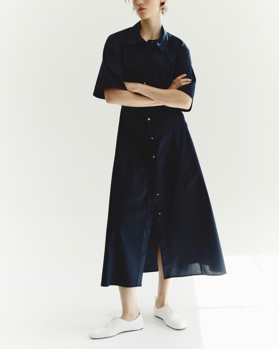 Navy blue open back midi shirt dress

#LTKSeasonal
