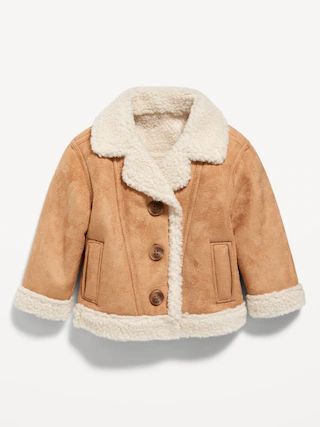 Sherpa-Trim Buttoned Coat for Baby | Old Navy (CA)