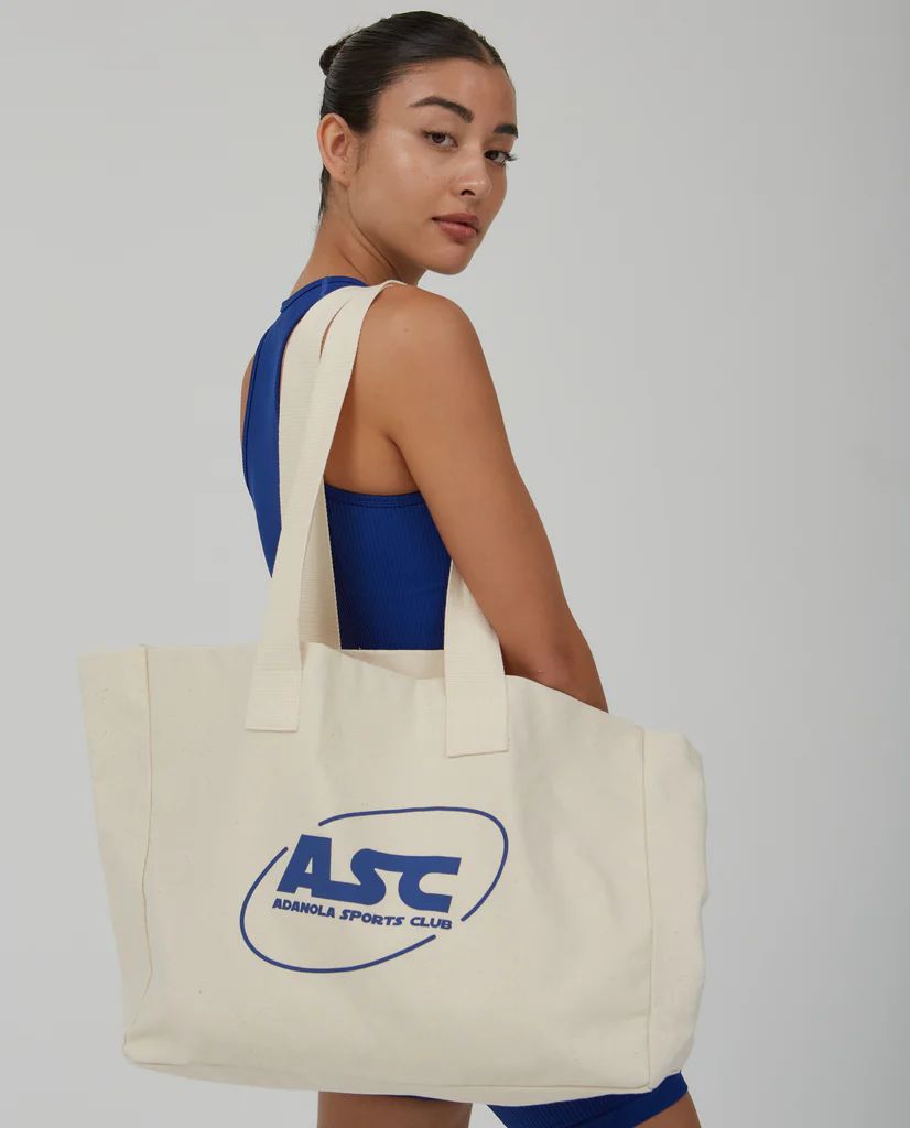 ASC Tote Bag - Cream/Cobalt Blue | Adanola UK