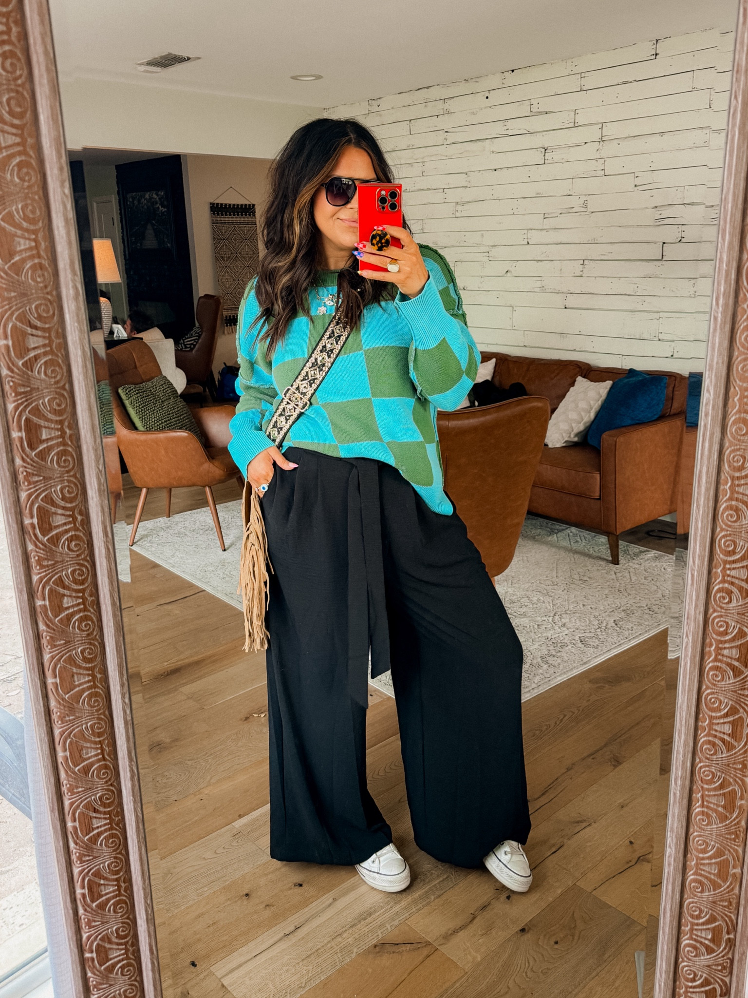 Freaking cute Amazon outfit!
Sweater: XL
pants: XL
Bag & Strap sold separately 
Converse high top: Size down 1/2

#LTKmidsize #LTKfindsunder50 #LTKfindsunder100