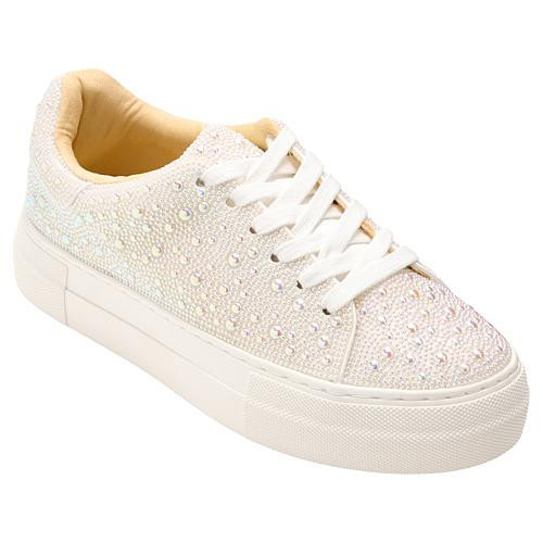 Betsey Johnson Sidny Rhinestone or Faux Pearl Platform Sneaker - Rhinestone | HSN