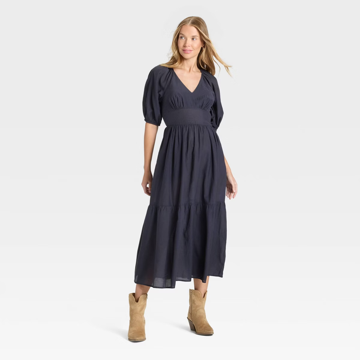 Women's Puff Elbow Sleeve Maxi A-Line Dress - Universal Thread™ | Target