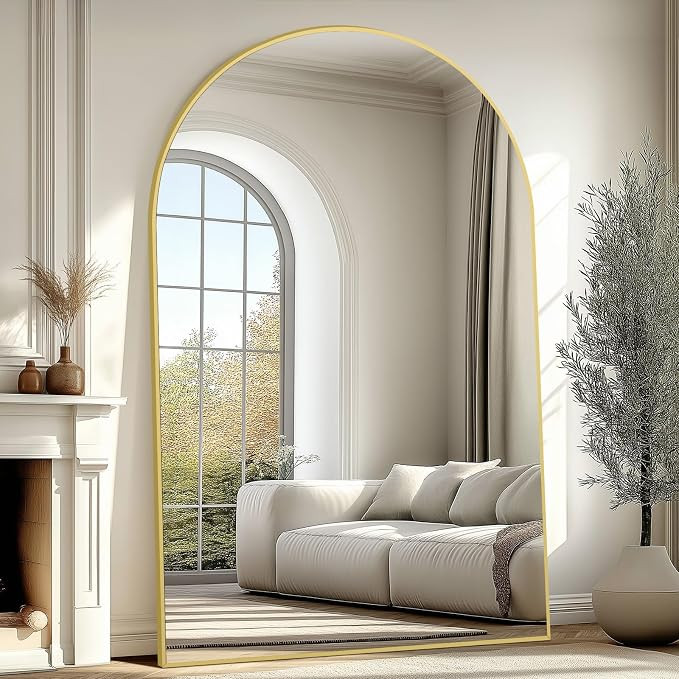 Oversized Floor Mirror Full Length with Stand, 72"X44", Arched | Extra Large, Tempered Glass, for... | Amazon (US)