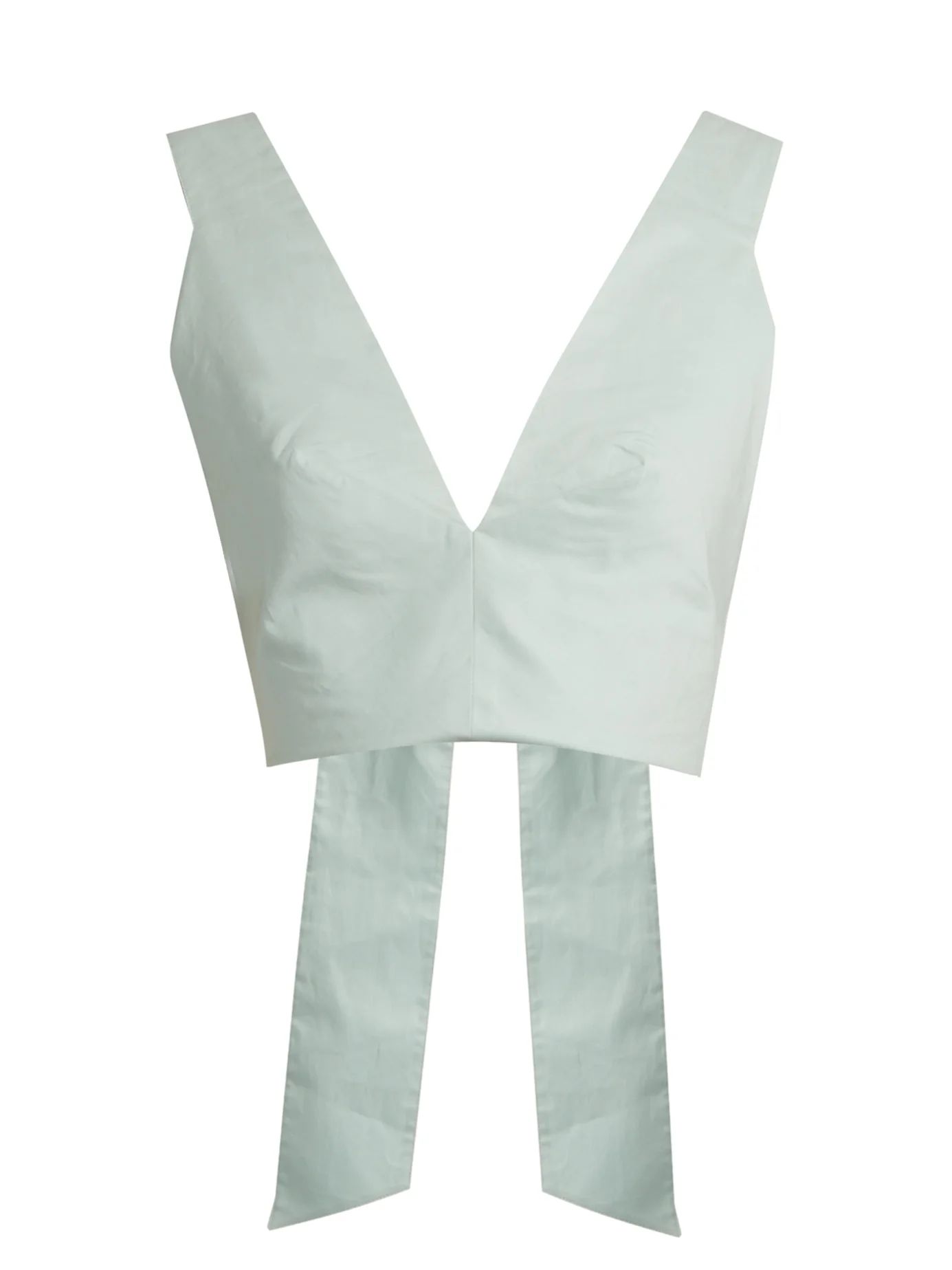 Bow Tie cotton-poplin cropped top | Matches (US)
