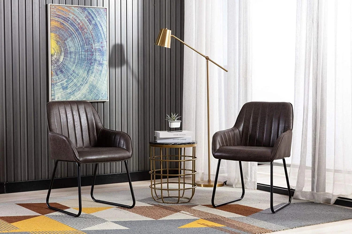 Vanity Art Mid-Century Modern Counter Bar Chairs Synthetic Leather Upholstered Dining Chairs Set ... | Walmart (US)