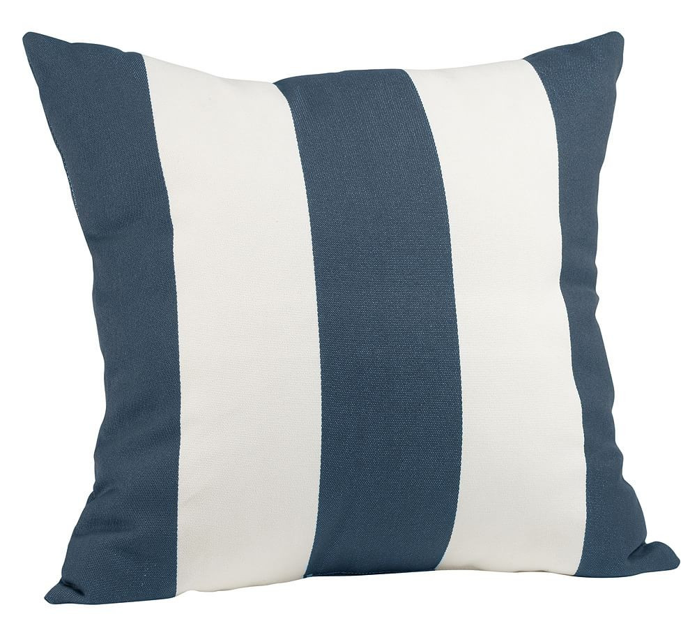 PB Classic Striped Indoor/Outdoor Pillow, 20"", Ink Blue | Pottery Barn (US)