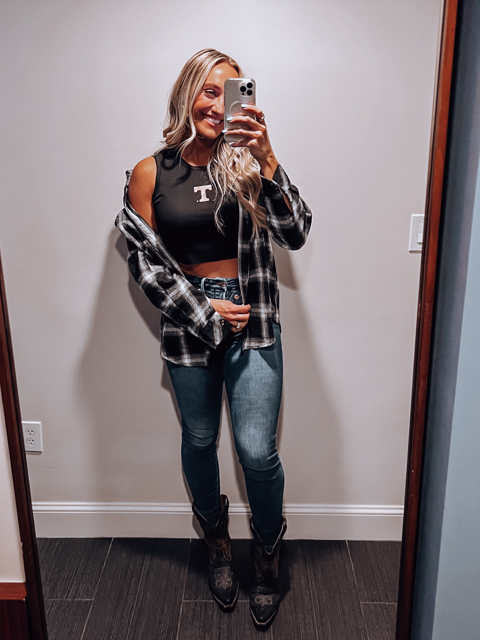 Morgan Wallen concert outfit, country concert outfit, cute country outfit, Cowboy boots, good American jeans, flannel outfit, crop top, Tennessee tank, cowboy boot outfit

#LTKFestival #LTKsalealert #LTKfindsunder50