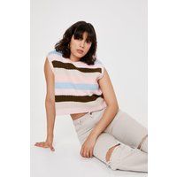 Striped Fluffy Knit Jumper Vest | Debenhams UK