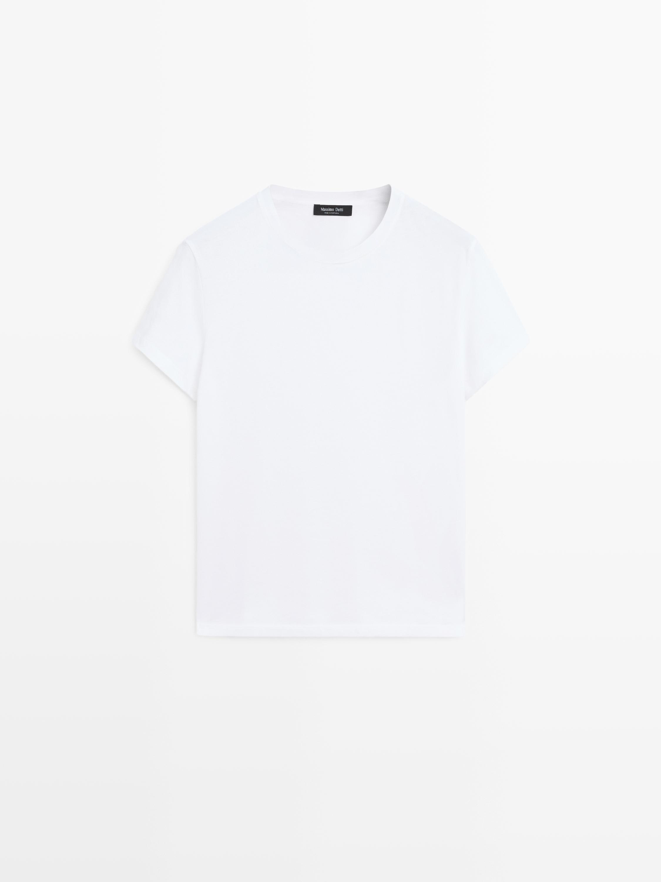 100% cotton short sleeve knit T-shirt | Massimo Dutti UK