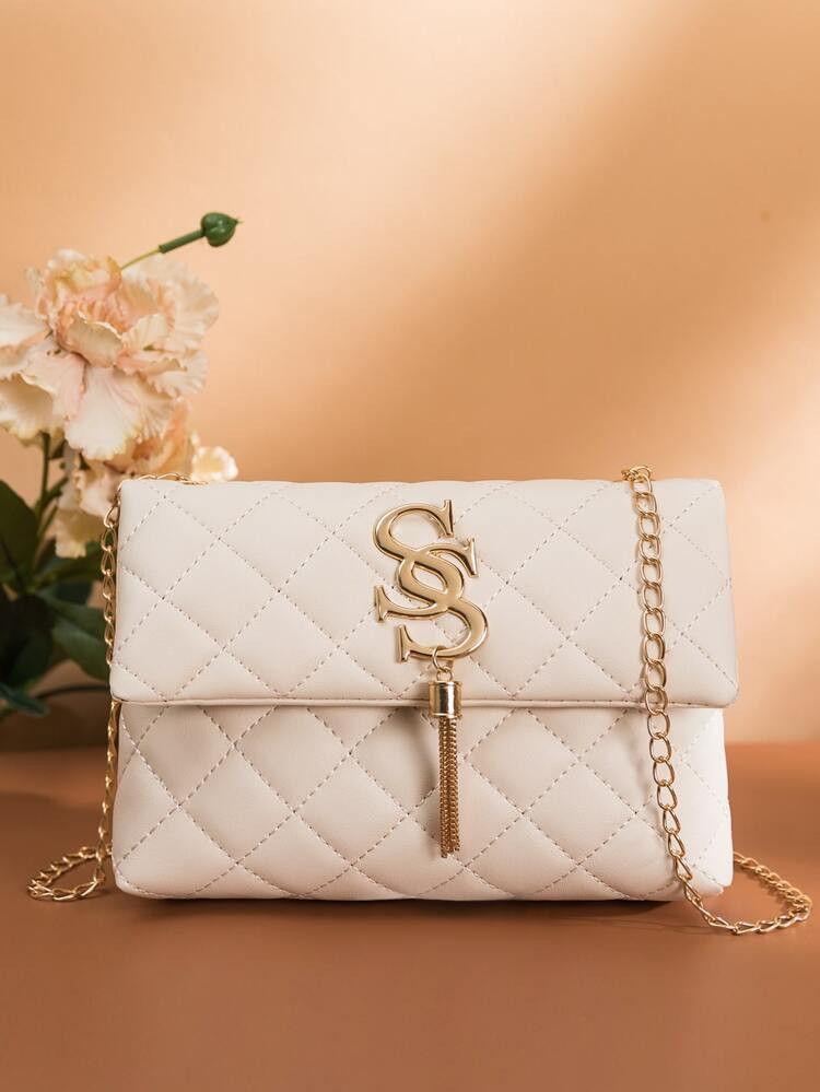 Quadratische Tasche mit Muster, Metall Dekor, Kette | SHEIN