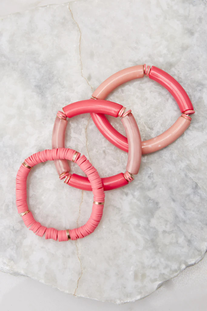 Sweet Smiles Pink Bangle Set | Red Dress 