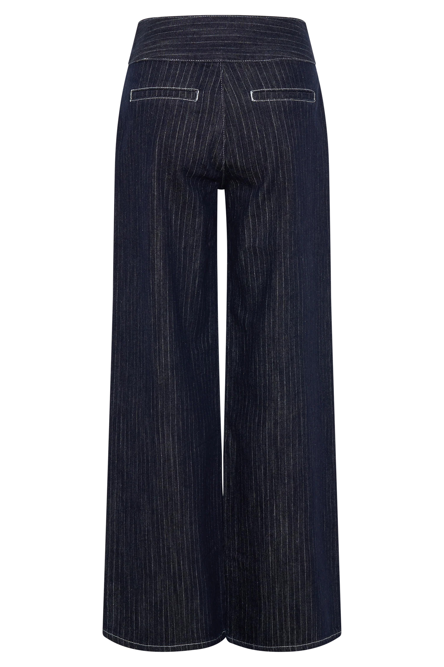 Sienna Flare Mid Rise Denim Jeans - Indigo Pinstripe | MESHKI US