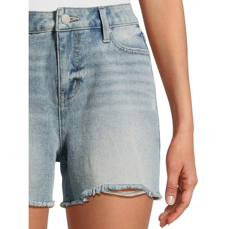 Time and Tru Women's Denim Shorts with Destructed Hem, 4" Inseam, Sizes 2-20 | Walmart (US)