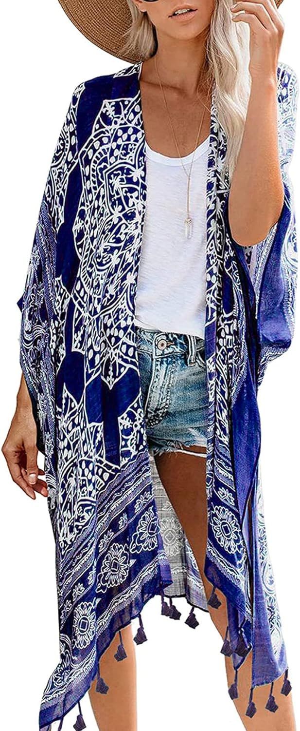 Breezy Lane Kimonos for Women Swimsuit Coverups Beach Cover Up Swimwear Cardigan Summer | Amazon (US)