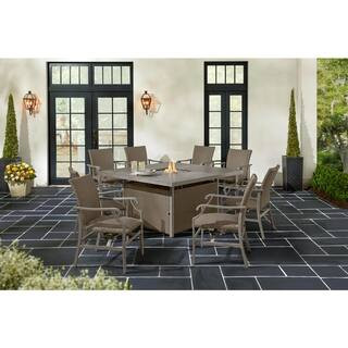 Home Decorators Collection Stonehaven 9-Piece Aluminum and Wicker Counter Height Motion Outdoor D... | The Home Depot