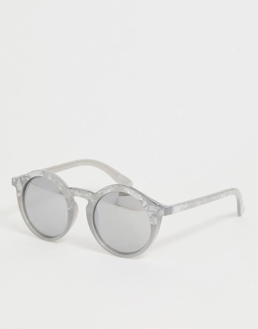 Skinnydip grey oversized preppy round sunglasses | ASOS (Global)