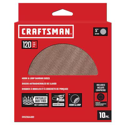 CRAFTSMAN  5 In H/L Mesh Discs 120 Grit 1+10 Aluminum Oxide 120-Grit Disc Sandpaper | Lowe's
