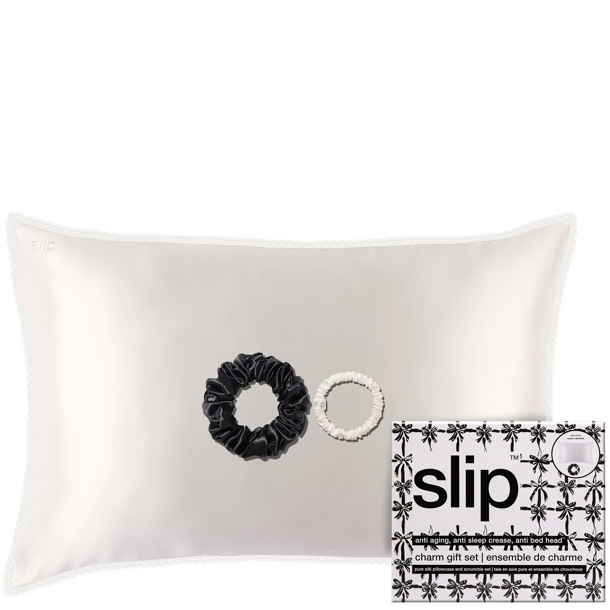 slip pure silk queen gift set with lace trim - charm (Worth £137.50) | Cult Beauty