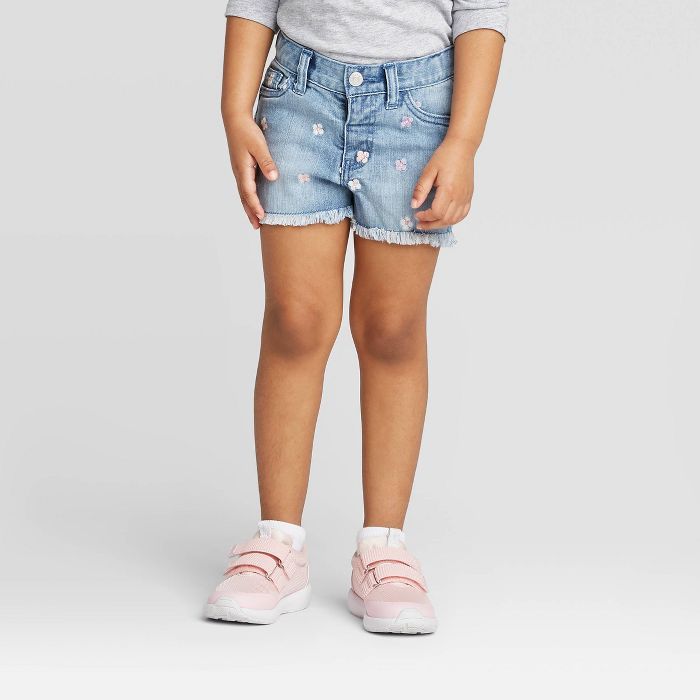 Toddler Girls' Daisy Embroidered Cutoff Jean Shorts - Cat & Jack™ Blue | Target