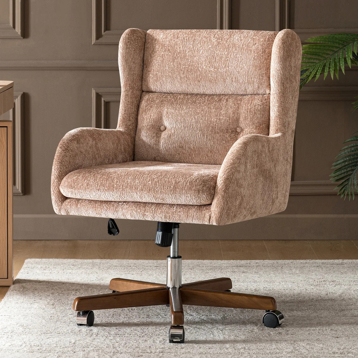 Caden Miriam Modern Wingback Chenille Swivel Tilting Simple Assembly Office Chair | Wayfair North America